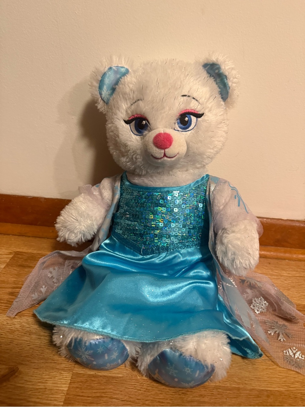 Build A Bear Frozen Elsa Teddy Bear Plush 16" Stuffed Animal Sparkle BAB Disney